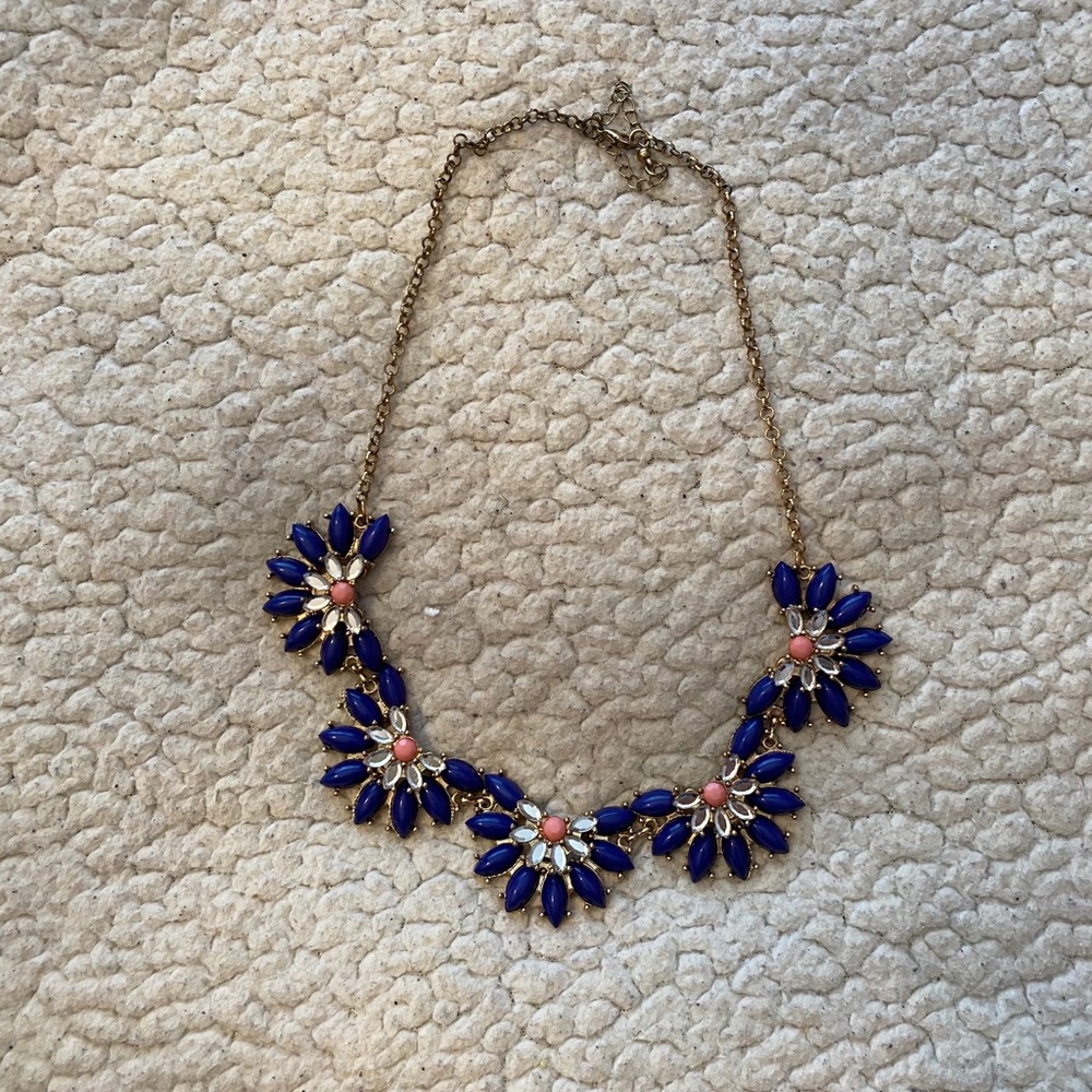 Navy Floral Statement Necklace